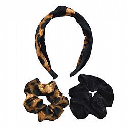 Στέκα μαλλιών λεοπάρ +2 scrunchies