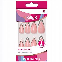 Νύχια Nail Tips Killys 24τεμ French Glitter